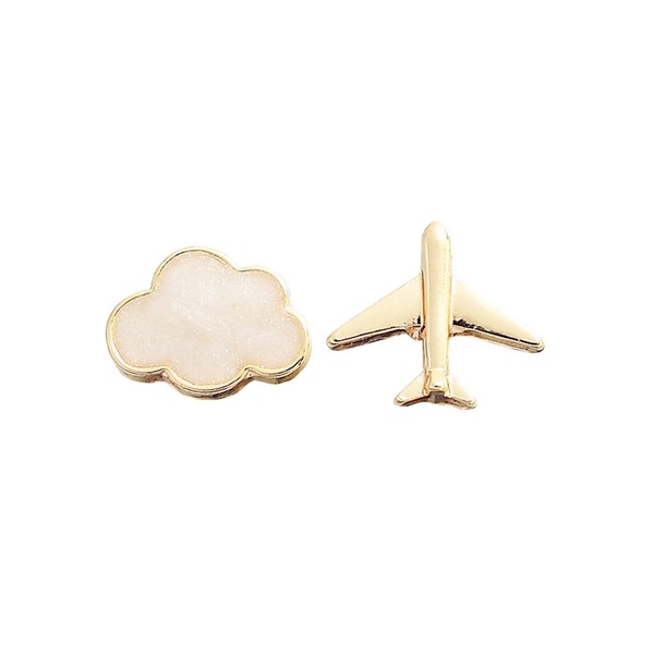 Cloud Lightning Bolt Small Stud Earrings Gold Plated Asymmetric Temperament