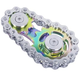 Yilceemy Metal Sprocket Chain Fidget Toy, Cool Assembly Fidget Spinner Ring Toy, Novelty Hand Finger Spinner, for Anti-Anxiety (6 x 3.5 cm)
