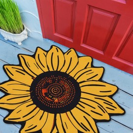 Tinideya Extra Large Sunflower Welcome Doormat 29.5" x 29.5" Non Slip Area Rug Summer Decorative Floral Mat for Kitchen, Bathroom, Bedroom, Living Room, Indoor Outdoor