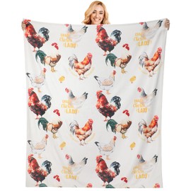 Poekuao Gifts for Chicken Lovers Girls, Cute Chicken Blanket, Funny Rooster Hen Printed Decor, Soft Fuzzy Flannel Plush Throw Blanket for Couch,Sofa Bed 60"x50"