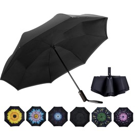 VIWIN VELA Inverted Automatic Umbrella Double Layer Windproof Reverse Folding Umbrella for Car Travel Men Women Black