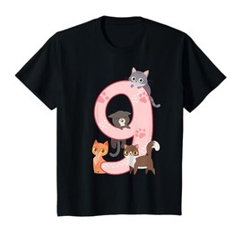 9th birthday girl cats outfit 9 years old T-Shirt