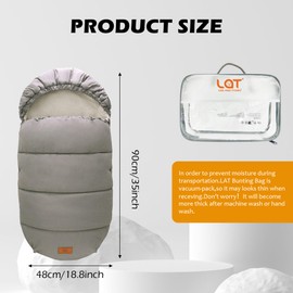 LAT Baby Warm Bunting Bag Universal,Stroller Sleeping Bag Cold Weather,Waterproof Toddler Footmuff(Detachable,Grey)