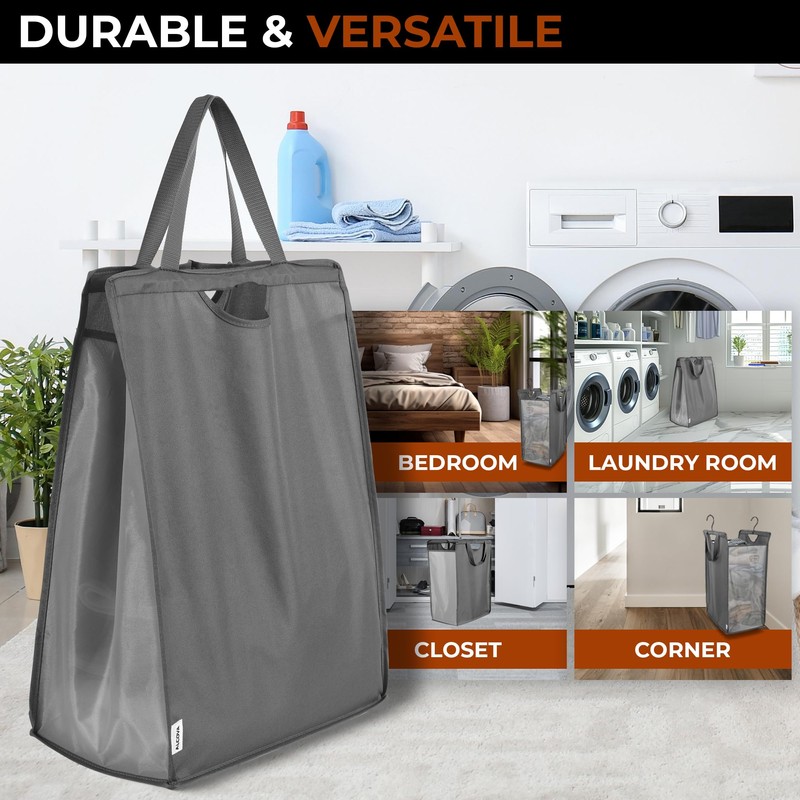 ALCOVA Hanging Laundry Hamper, Space-Saving Mesh Hanging Laundry Bag with