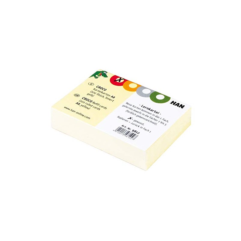 Cards for Flashcard File Index Cards Lined (Yellow, A8, Pack