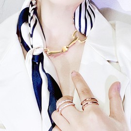 YLYSLFC 2Pcs Simple and Elegant Horsebit Silk Scarf Buckle Ring Scarf Rings for Women