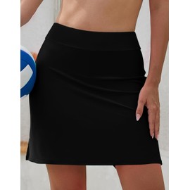 SHEKINI High Waist Bikini Skirt Abdominal Control Swimming Skirt Women's High Waist Swimming Skirt Swimming Shorts Women, black