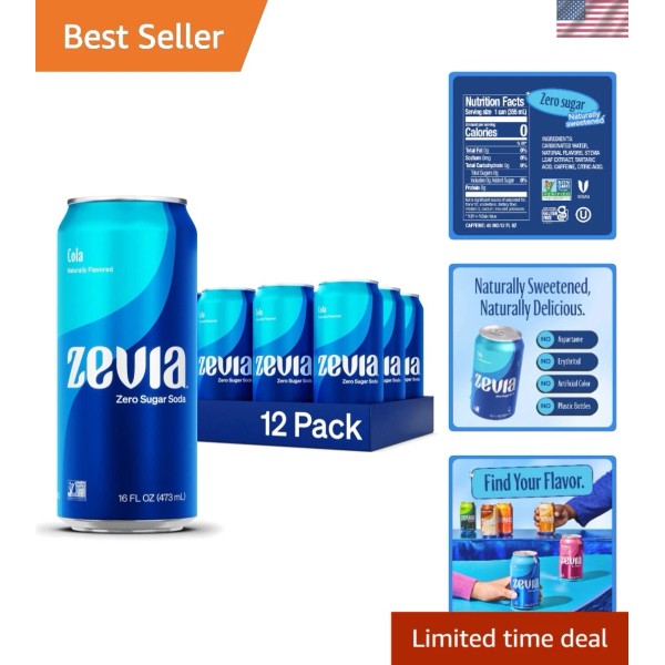 Unbranded Delicious Zero-Calorie Cola - Non-GMO, 12x16 oz Cans -