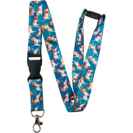 20MM Dog Print Neck / Whistle Lanyard with Detachable Buckle & Safety Break - Choose Your Breed Pattern, Jack Russell, Large