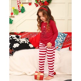 iClosam Matching Family Pajamas Set Striped Christmas Pajamas Sleepwear Dad Mom PJs Black