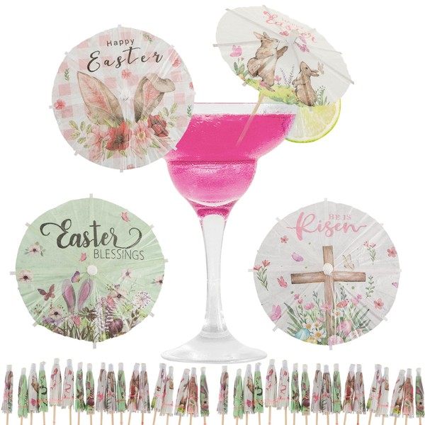 200 Pcs Easter Drink Umbrellas Cocktail Picks,Easter Paper Drink Umbrella