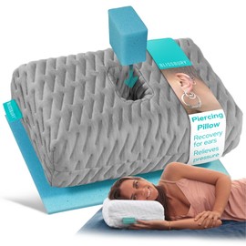 BLISSBURY Mini Ear Pillow | Ear Piercing Pillow for Side Sleeping | Travel Friendly CNH Pillow with Ear Hole | Soothing Hole for Ear Pain | Piercing Health & Ear Recovery for Side Sleepers | Donut Ear