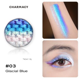CHARMACY Chameleon Diamond Rainbow Eyeshadow, Multichrome Face Highlighter Palette, Multi-use, Long Lasting, High Pigment, Metallic Glitter Sparkling Eyeshadow Eyes Makeup Highlighter #03