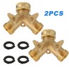 Unbranded 3/4" Solid Brass Double Two Way Tap Garden Connector