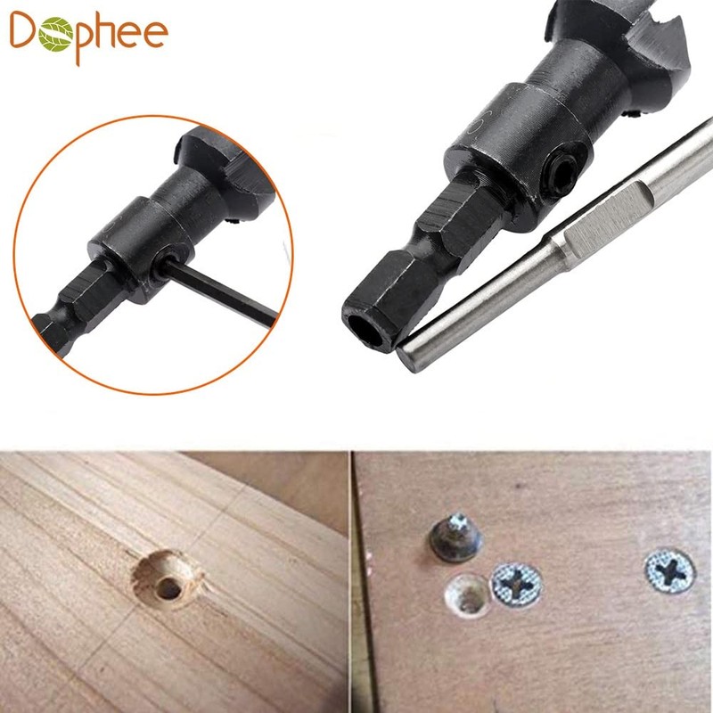 Dophee 4Pcs Countersink Drill Bit Set ustable 1/4inch Hex Shank