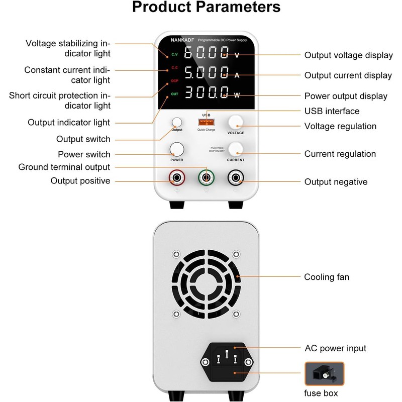 DC Power Supply Variable, Bench Power Supply with Encoder Adjustment