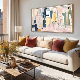 Wall Art Canvas Pink Abstract Art Paintings 20"x 40" Colorful Modern Artwork for Living Room Bedroom Kitchen