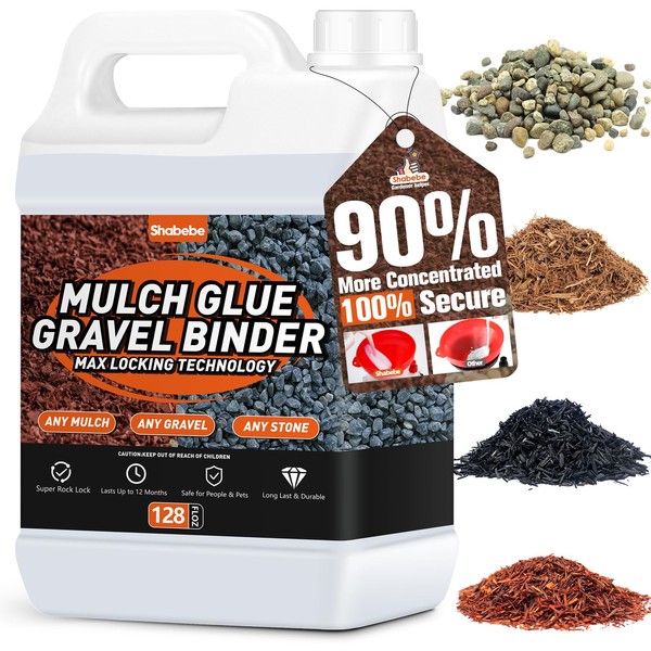 Mulch Glue, 1Gallon Rock Glue for Landscaping Fast-Drying Pebble&Gravel stabilizer
