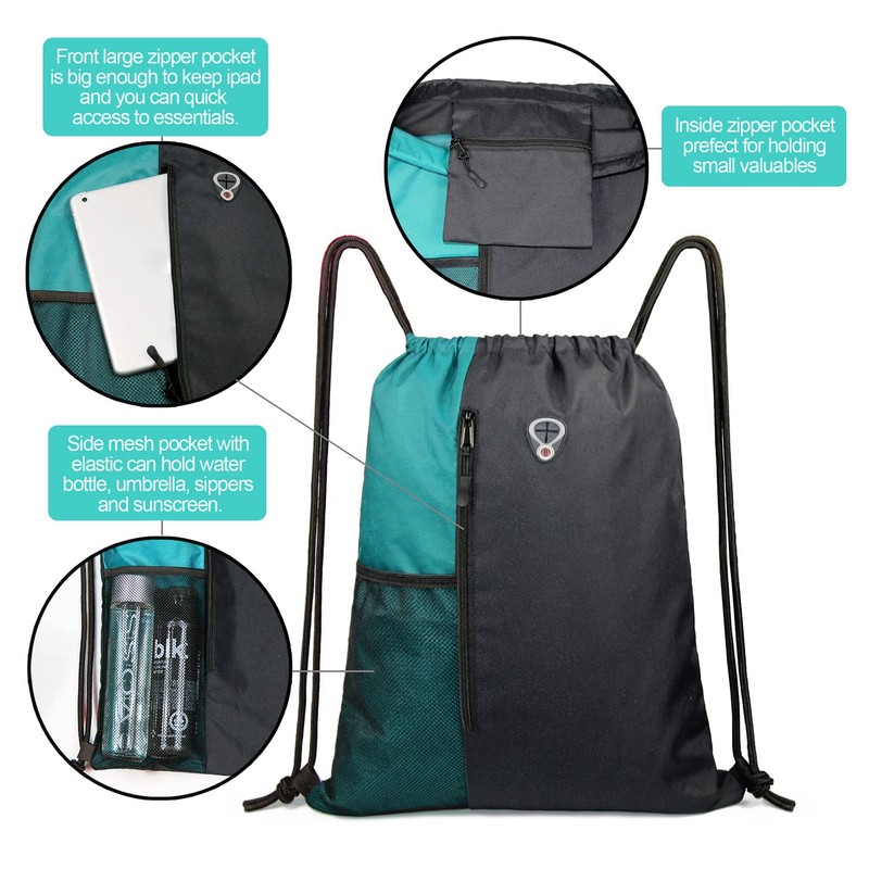BeeGreen Maroon Sports Backpack - Heavy-Duty Drawstring Bag with Ventilated