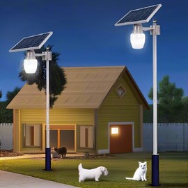 NICELAMPHK Solar Powered LED Post Light, Outdoor Garden Lamp with Wall Mounted or Pole Mounted, Dusk to Dawn
