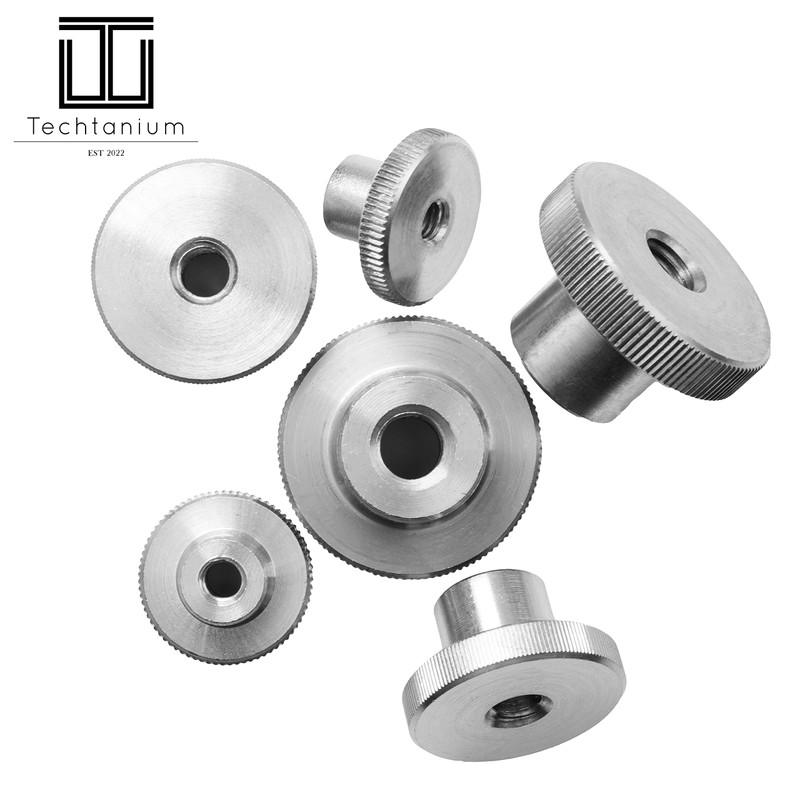 Techtanium® Knurled Nuts [High Shape] M2 Made of A1 Stainless