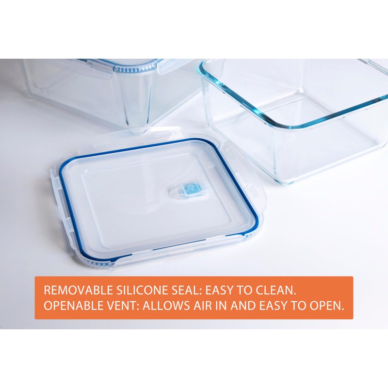 HUSANMP Large Borosilicate Tempered Glass Food Storage Containers with BPA-Free