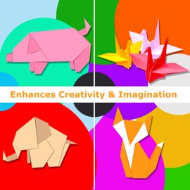 Origami Paper 300 Sheets, 20x20 cm/8 Inch Large Origami Paper Double Sided, 200 Sheets 20 Colors Origami Paper and 100pcs Self-adhesive Wiggle Eyes Sets for Kids DIY School Arts Crafts Adults