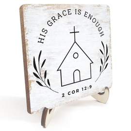 Encouragement Christian Gifts for Women Men Religious Bible Verse Wood Sign Rustic Desk Decor Decorative Home Decorations Office Desk Accessories Table Cubicle Decor Wooden Plaque with Wood Stand