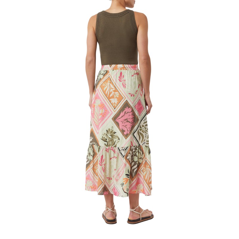 Maxi-Rock aus Viskose mit All-Over-Print rosa 40