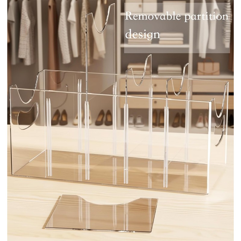 Hualinsyi Belt Organizers 2-Pack Clear with Removable Dividers - 5