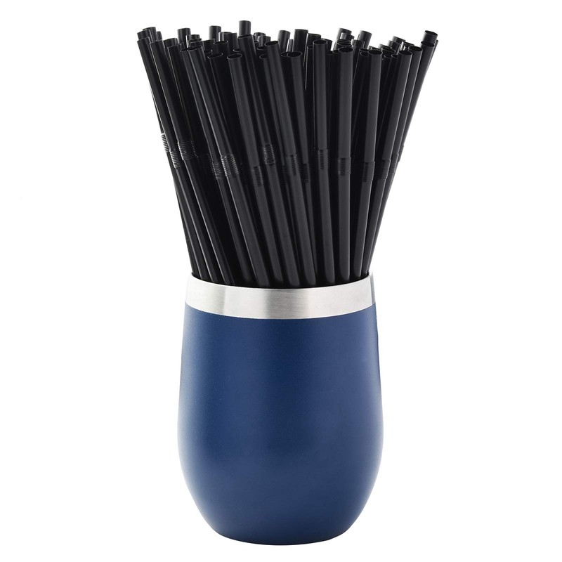 ALINK 200-Pack Black Plastic Flexible Straws, 0.23" x 7.75" disposable