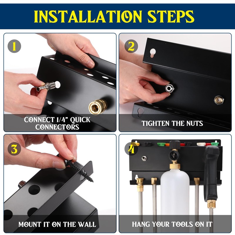 DoubleFill Pressure Washer Gun Holder, Wall Mount Foam Cannon Holder,