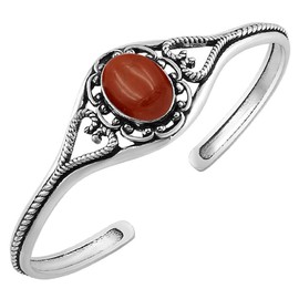 5.80 Cts Red Jasper Cuff Bangle For Mother Red Stone March Birthstone Bangle Jewelry Mother's Day Gifts For Mom Wife