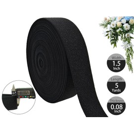Black Glitter Knit Elastic Band for Sewing 1-1/2 inch 5 Yards Metallic Gold Ribbon Trims Spool Non-Slip Heavy Elastic Stretchy Strap for Pants Waistband-Wigs-Skirts-Craft Projects