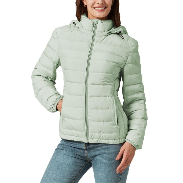 YZG Puffer Coat Women Lightweight Packable Down Jacket Detachable Hooded