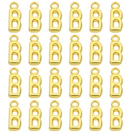 PATIKIL Letter Charm, 50 Pcs Alphabet Charm Initial Pendant Charm Bulk Cute DIY for Jewelry Making Bracelets Earrings Necklace Keychains Crafts, Golden, B
