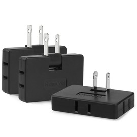 Romeda 3 Pack AC Flat Wall Outlet Extender Flat Plug Adapter Outlet, Fold-Able 3 Way Wall Adapter Mani Plug for Home and Travel (Black)