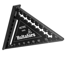 Hultafors MMRS 483287 Stop Triangle (Length 110 mm, for 45° and 90° Angles, Strong Edge as Saw Guide, Laser-Engraved Scales for Burr, Throat and Shift Rafters, Measuring Tool)