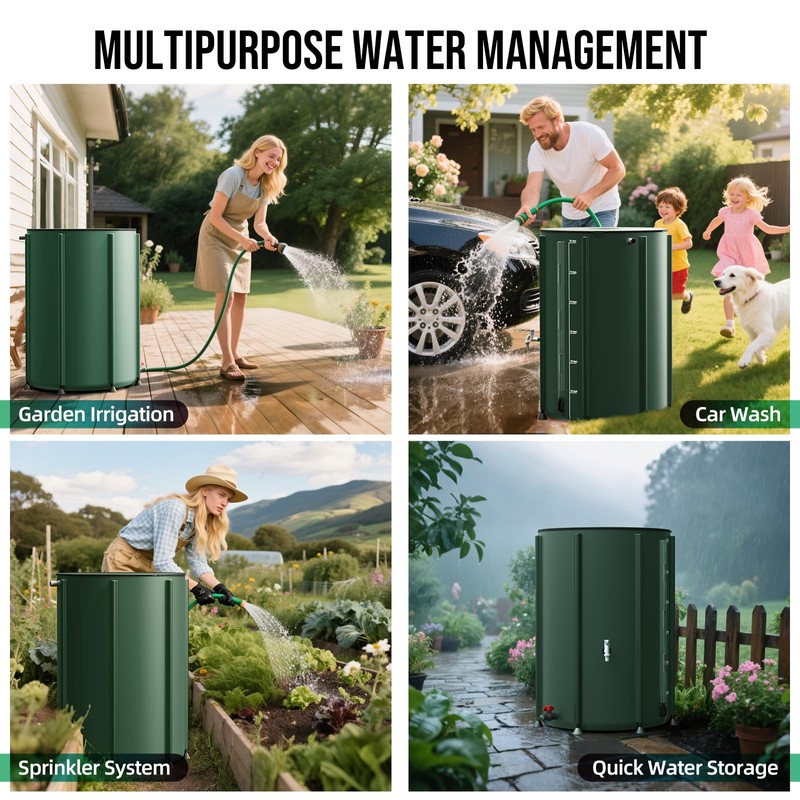 Collapsible Rain Barrel Water Collection System - 100 Gallon Portable
