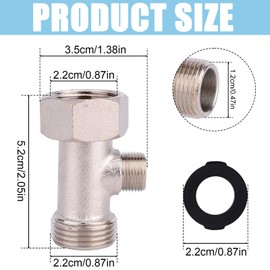 Bidet T Adapter with Gasket, 7/8" x7/8" x3/8" 3 Way Tee Connector Toilet Travel Bidet Attachment for Home Toilet Installation RV Diverter Hose Fitting Replacement Parts