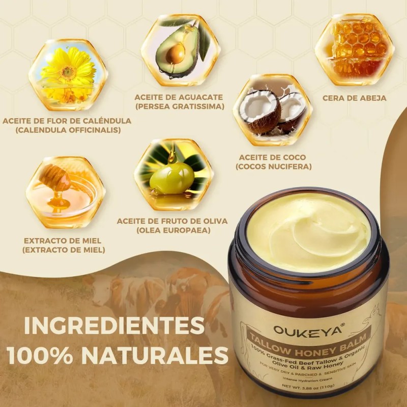 Crema Facial Con Manteca De Res Y Miel 100% Natural