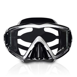 Adult Pano 3 Scuba Diving Mask, Tempered Glass Snorkel Mask Anti-Fog Swim Mask No Leakage Swim Goggles with Nose Cover Snorkeling Gear for Snorkeling, Freediving, Swimming