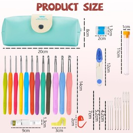 Aucuu Crochet Hooks Set, 12 Sizes Crochet Hooks, 47 Pack Knitting Kit, Aluminum Crochet Needles with Crochet Hook Case, for Beginners Adults Ergonomic Soft Grip Handle for Crochet Gift Arthritic Hands