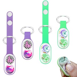 Echehi 2pcs Fidget Keyring, Portable Stress Relief Toy, Anxiety Relief & Focus, Ideal for Adults and Kids. Purple, Green