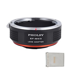PHOLSY Lens Adapter Manual Focus EF to MFT Compatible with Canon EF EF-S Lens to M4/3 Micro 4/3 Micro Four Thirds MFT Camera Body Compatible with Olympus Panasonic Lumix Cameras EF-M4/3