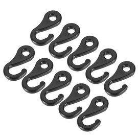 Camping Snaps Hooks Plastic Buckles, 6.5mm Hole Clip Accessories for Tent Canopy, Black Pack of 10