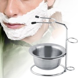 Shaving Brush Holder, Shaving Brush Stand with Bowl, Fashionable Men's Shaving Tool Kit, Stainless Steel Shaving Brush Stand Holder + Soap Cup Bowl Shaving Sets for Gentleman Safety Shaver Tool