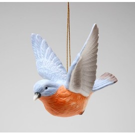 Cosmos Gifts Fine Porcelain Hand Painted Bluebird Blue Bird Figurine Hanging Ornament, 3" L