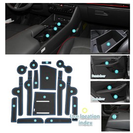 SHAOHAO for 2024 2025 Hyundai Sonata Car Door Slot Mat Fit for 2024 2025 Hyundai Sonata Accessories Middle Center Console Mat Cup Holder Insert Liners Sonata 2025 Car Door Pockets Mats Decor Pads Blue