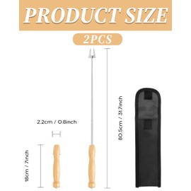 TOZBLEU Barbecue Skewers, 1 Piece Barbecue Forks Skewers, Extendable, Stainless Steel Wooden Handle, Long Campfire, Telescopic Extendable Kebab Skewers, Meat Fork, Used for Campfire, Barbecue and